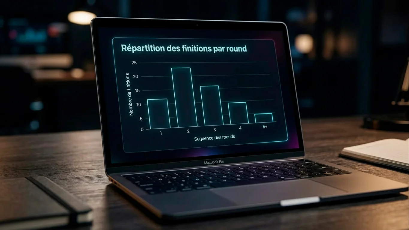 Graphique simple montrant la distribution des finitions par round en UFC