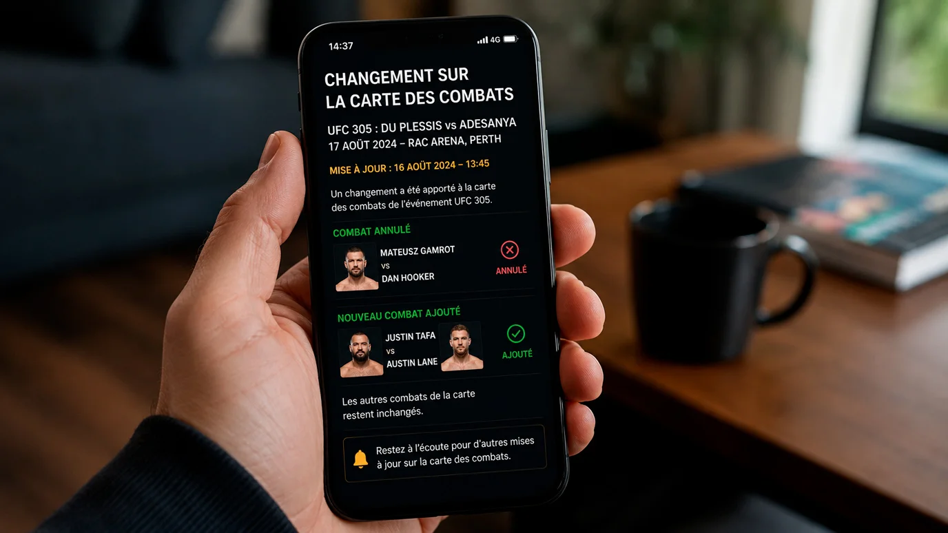 Notification de changement de combat sur un écran de smartphone