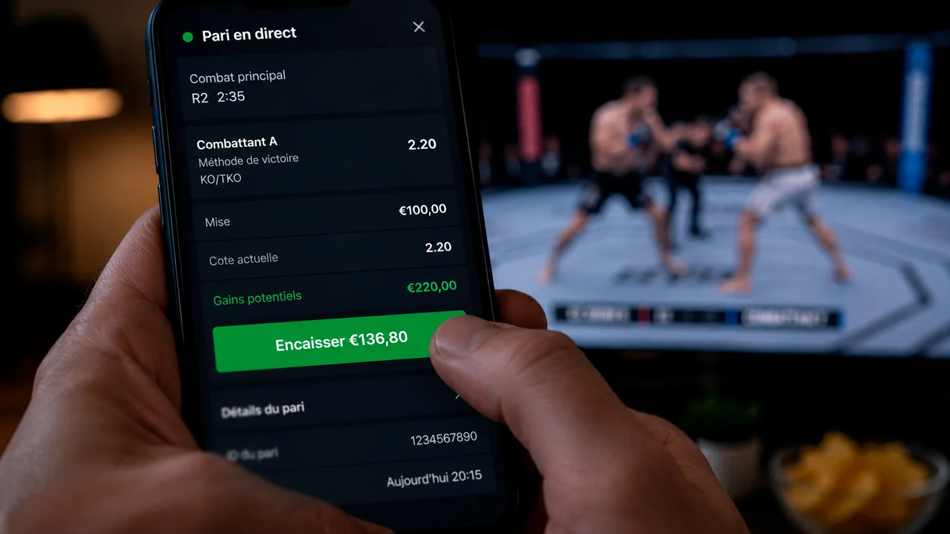 Fonctionnalité cash-out sur un pari UFC en direct