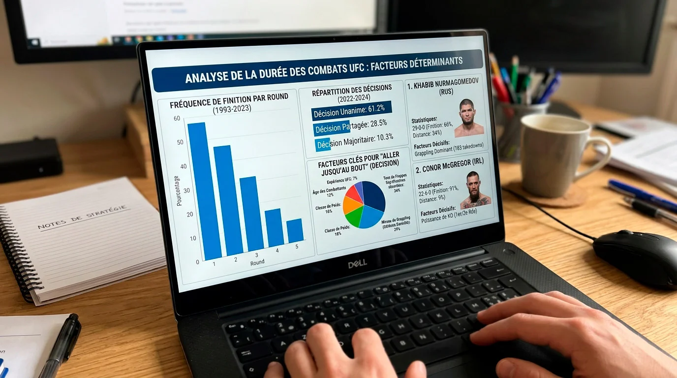 Analyse des facteurs qui allongent un combat UFC sur un écran d'ordinateur