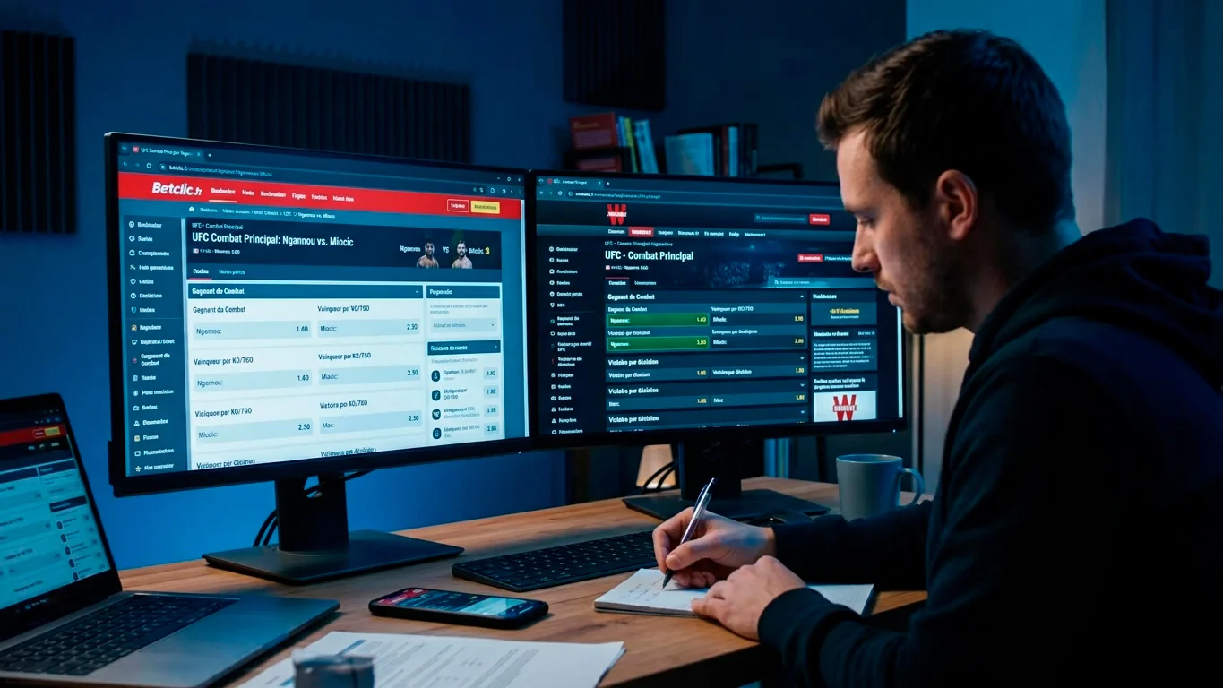 Écran d'ordinateur montrant une comparaison de cotes entre bookmakers pour détecter un value bet