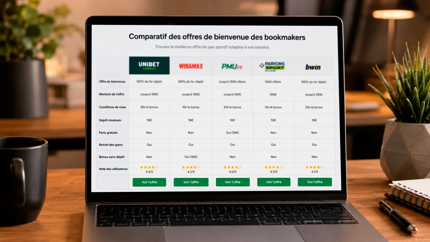 Écran montrant une comparaison des offres promotionnelles UFC de différents opérateurs