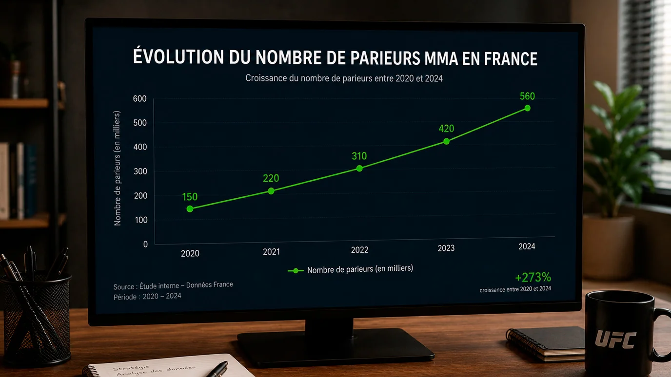 Graphique simple de la croissance du nombre de parieurs MMA en France