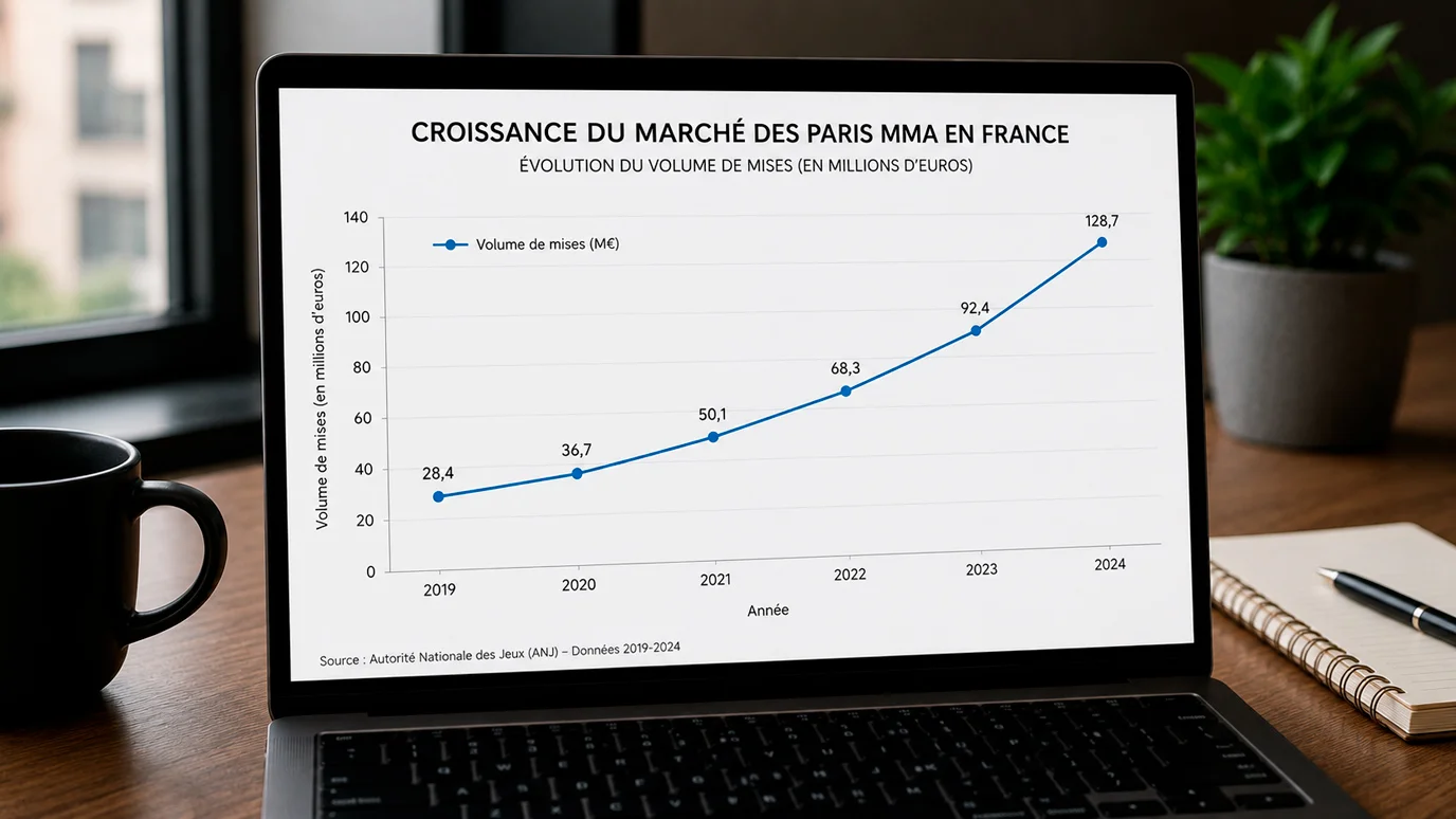 Graphique simple montrant la croissance du marché des paris MMA en France