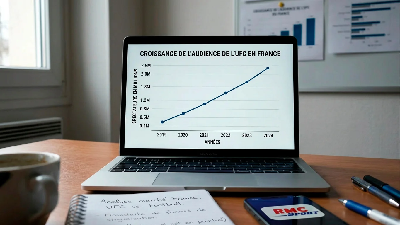 Graphique simple montrant la croissance de l'audience UFC en France