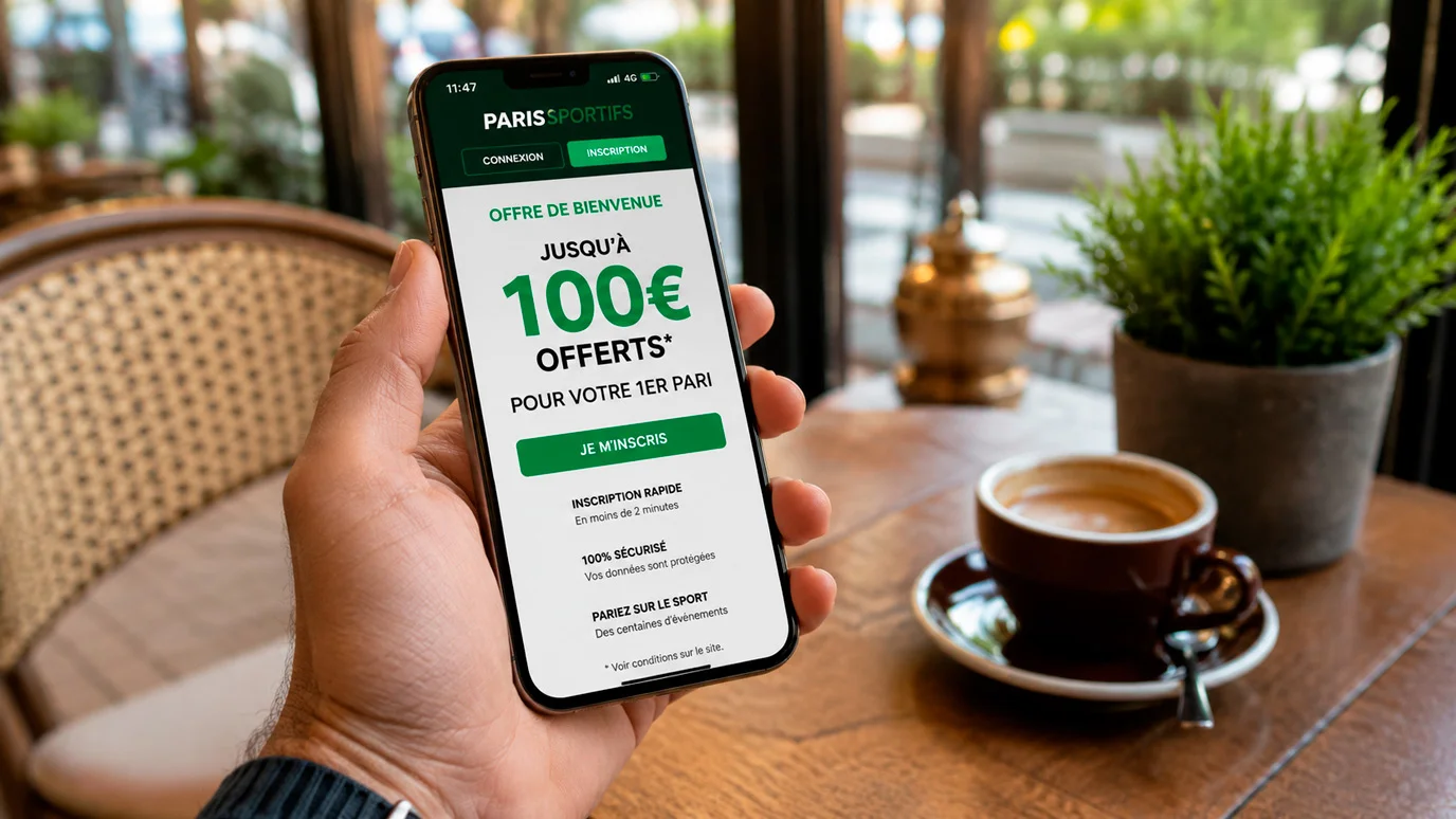 Smartphone affichant une offre de freebet pour les paris MMA avec un bonus de bienvenue