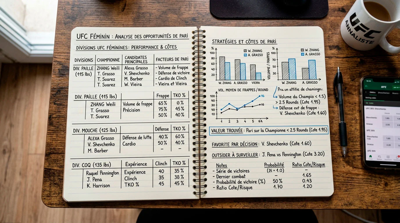 Bloc-notes avec analyse des opportunités dans les divisions féminines UFC