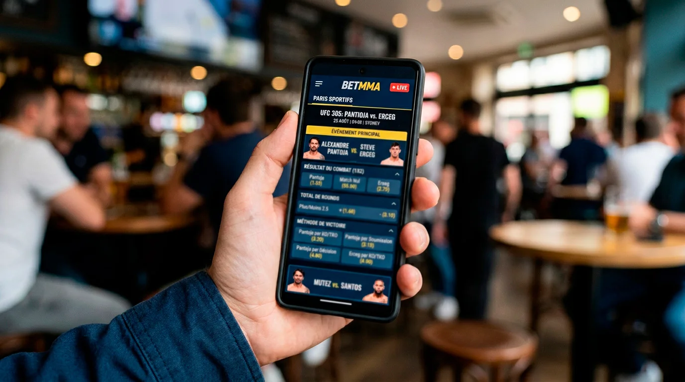 Interface de l'application Betclic montrant les marchés UFC disponibles