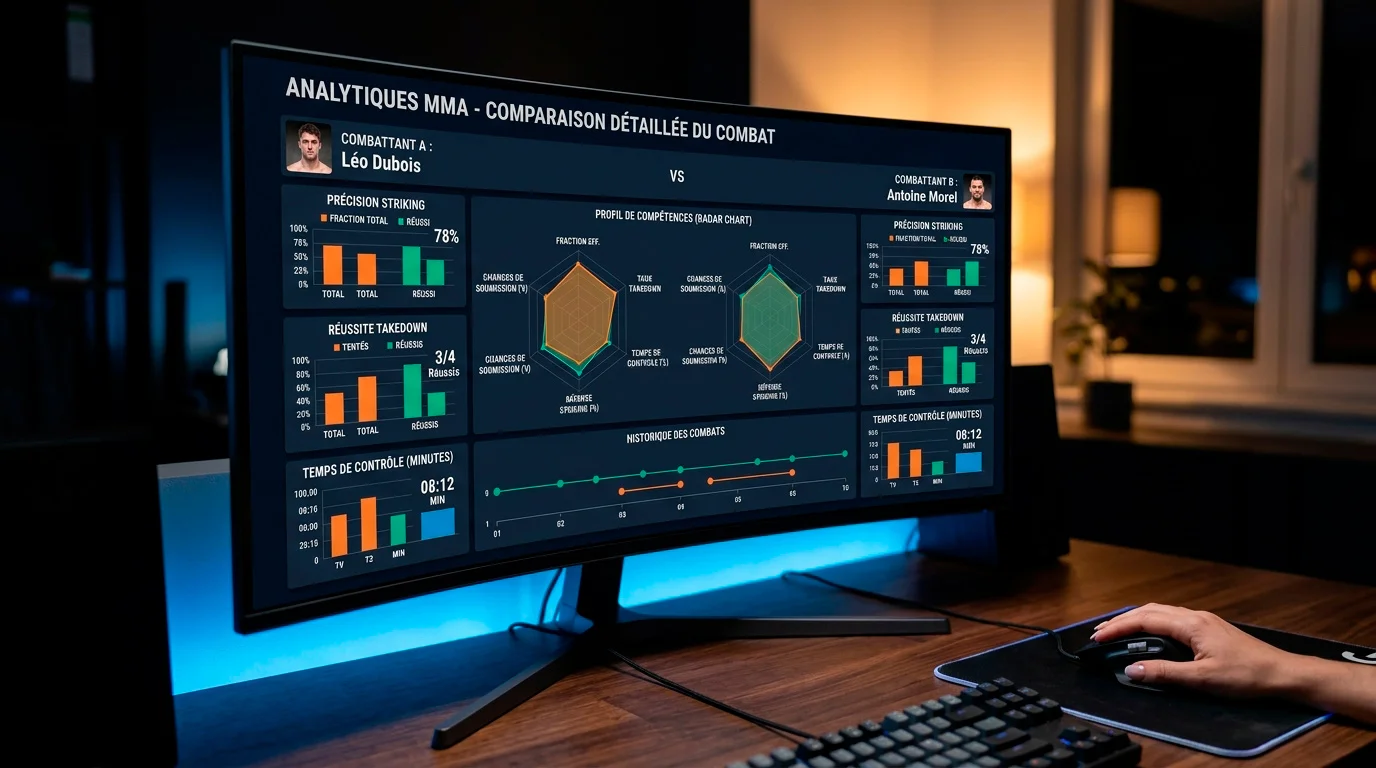 Analyse des métriques de combat UFC : frappes takedowns et contrôle