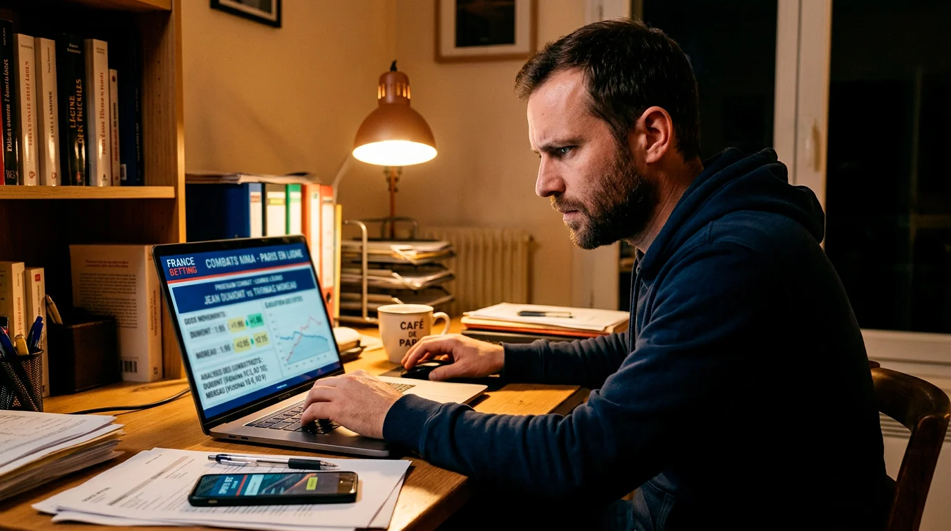Parieur vérifiant la légitimité d'un combat UFC avant de placer un pari