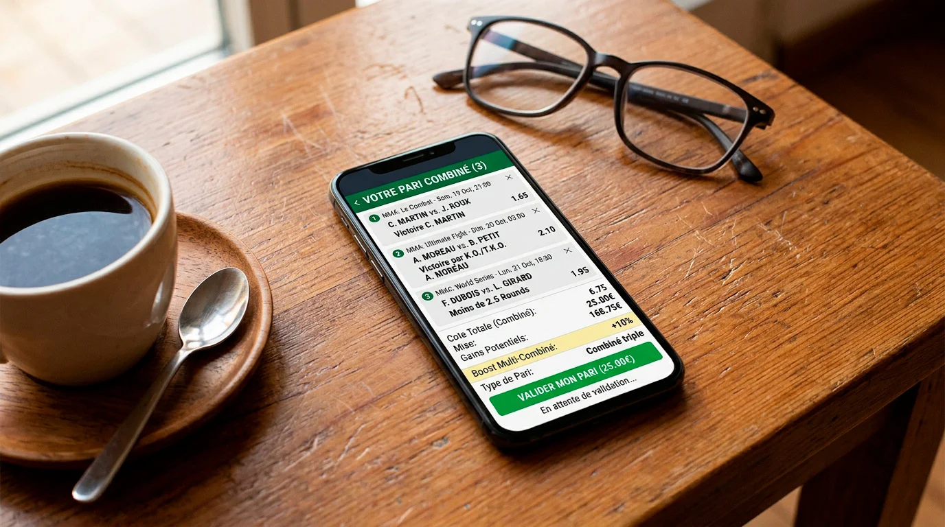 Ticket de parlay combiné sur plusieurs combats UFC