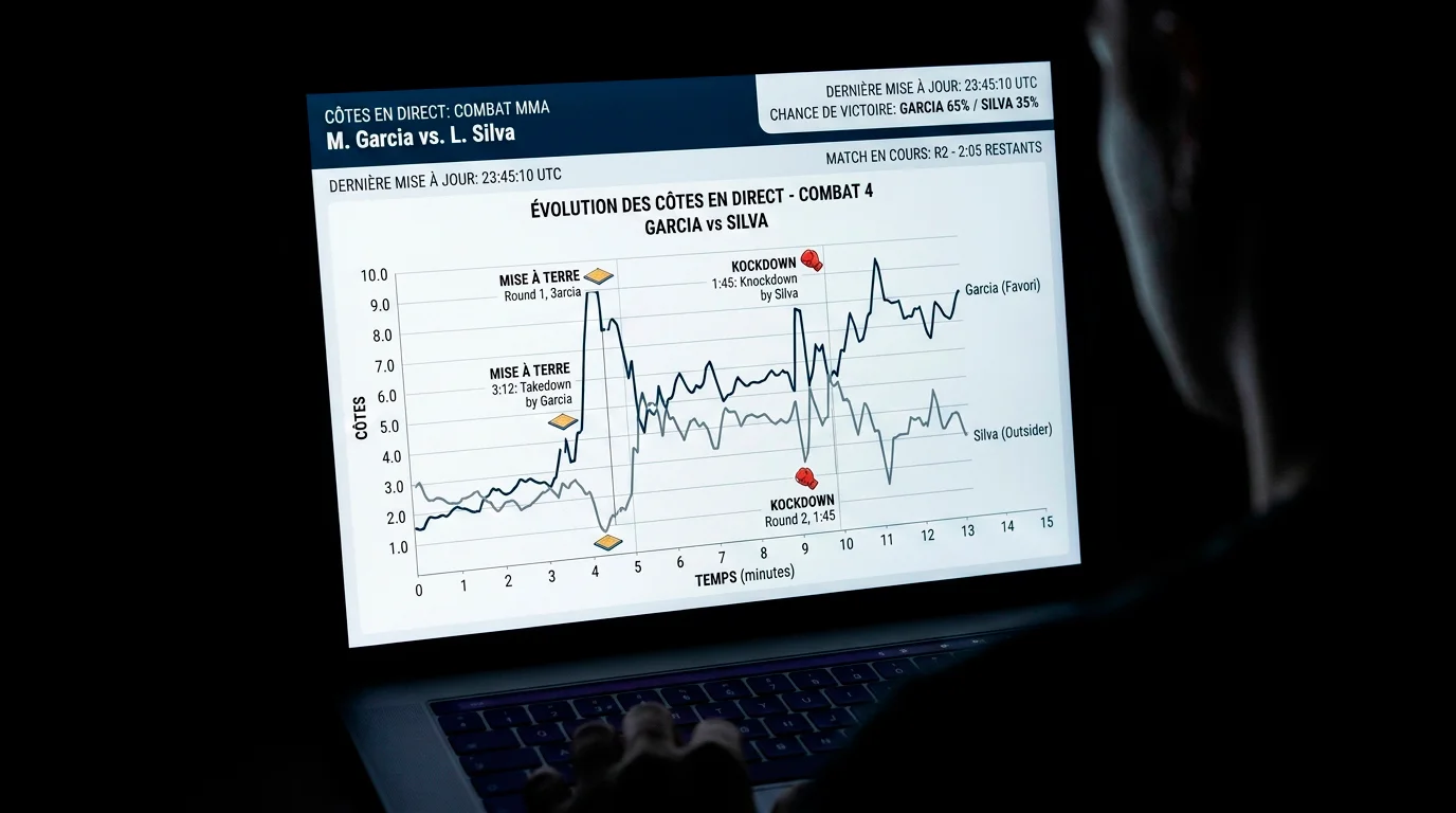 Évolution des cotes en temps réel pendant un combat MMA