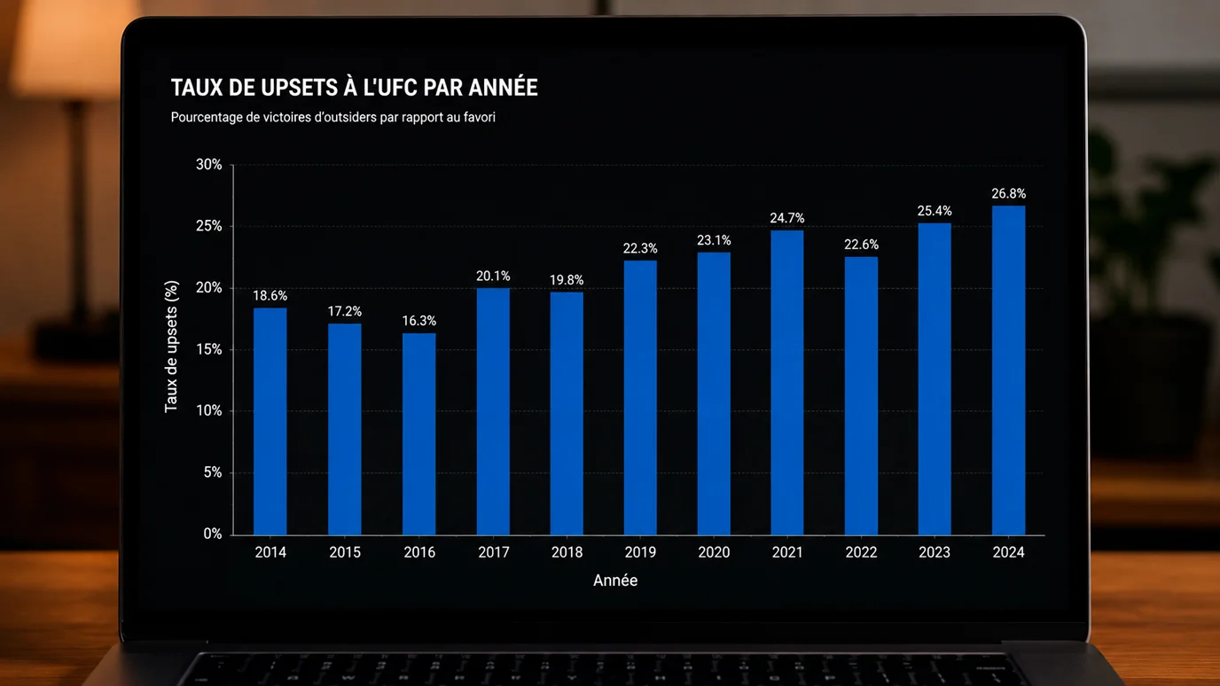 Graphique simple montrant le taux d'upsets en UFC sur les dernières années