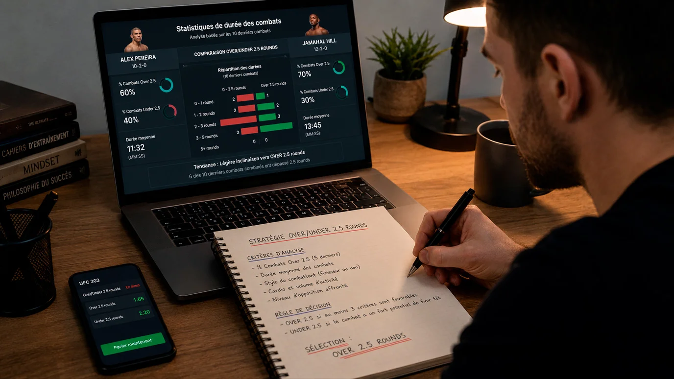 Parieur construisant sa stratégie over/under avec des données statistiques