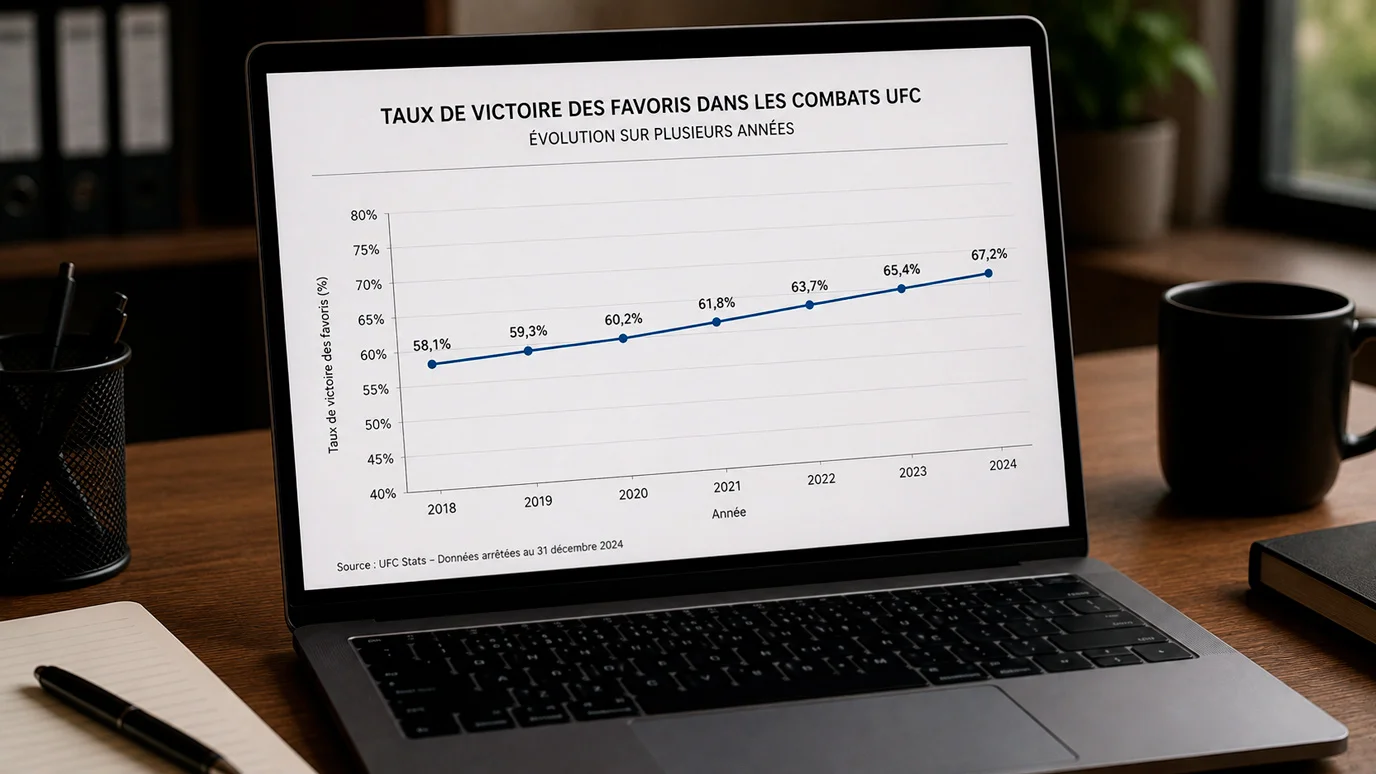 Graphique simple montrant l'évolution du taux de victoire des favoris UFC