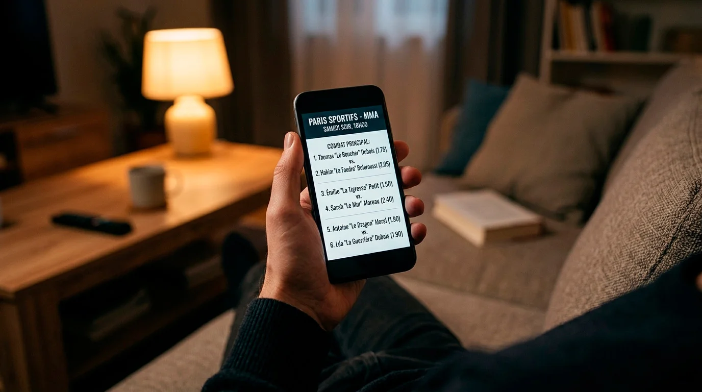 Application mobile Winamax avec interface de paris MMA